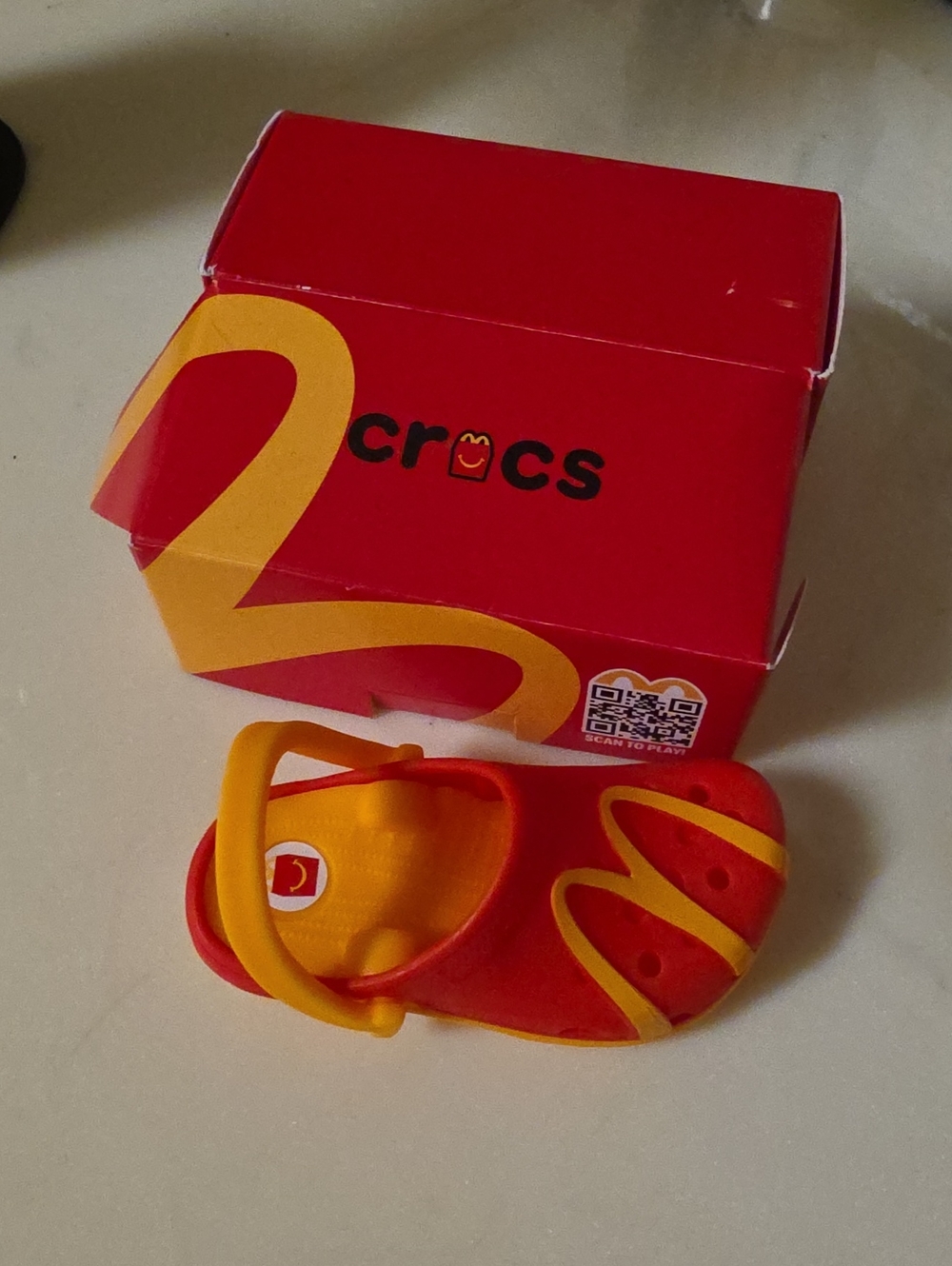 Nwt CROCS Mini Clog in Red with Yellow Accents